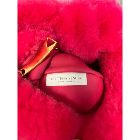 BOTTEGA VENETA Pink Shearling Lollipop Knotted Accent Jodie Mini Hobo Bag - Picture 9 of 11